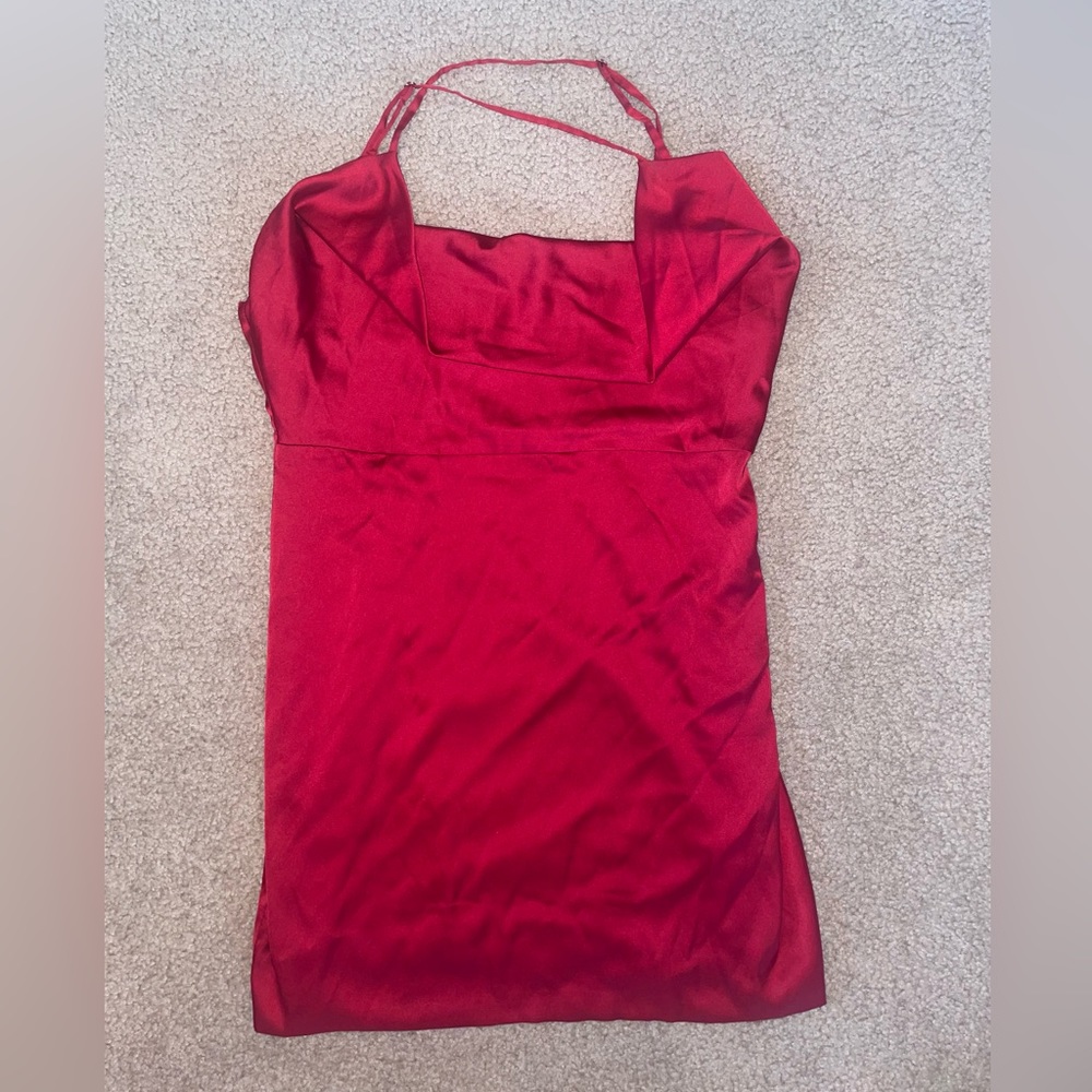 Oh Polly satin cowl neck mini dress
